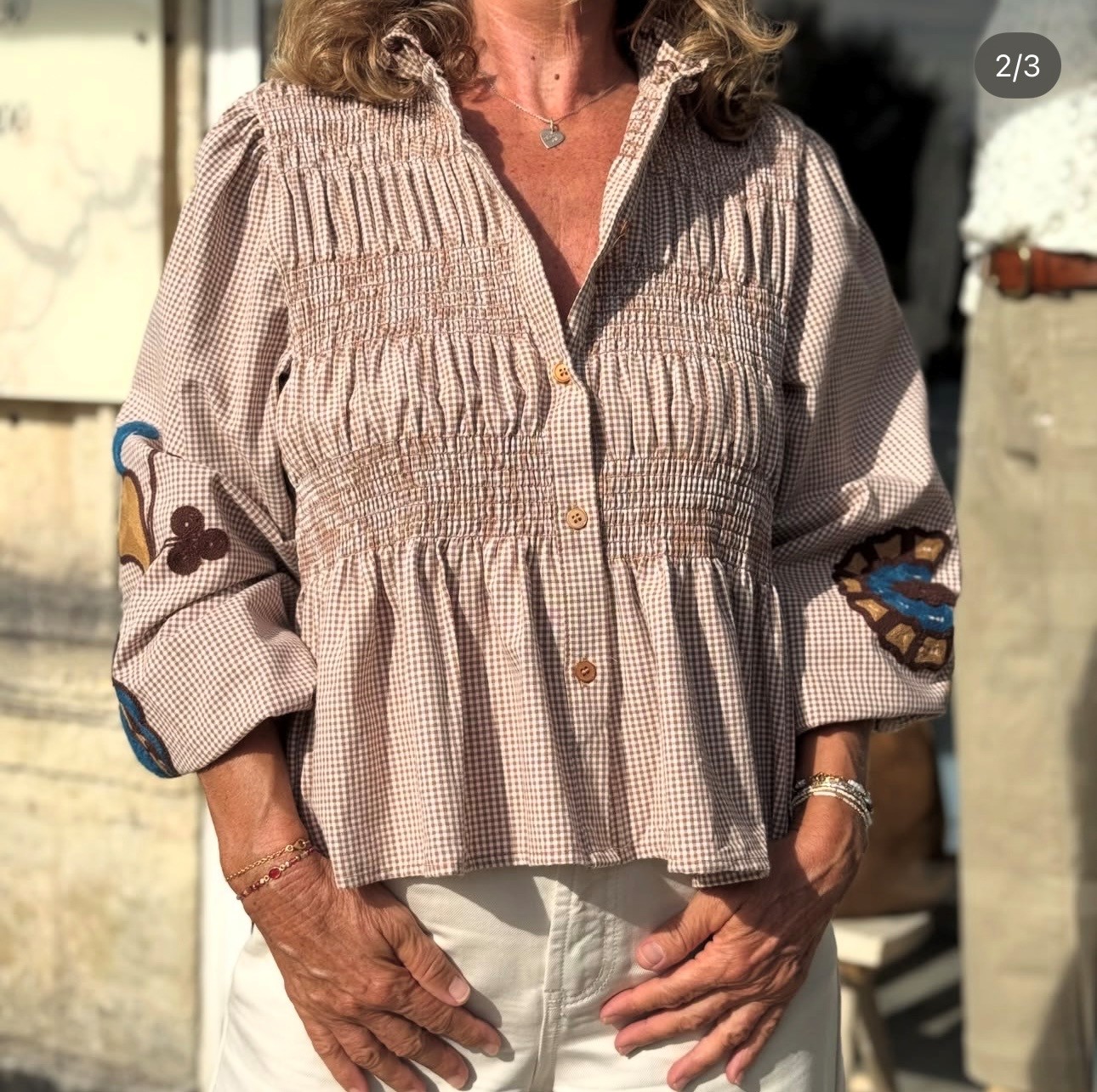 Blouse vichy marron