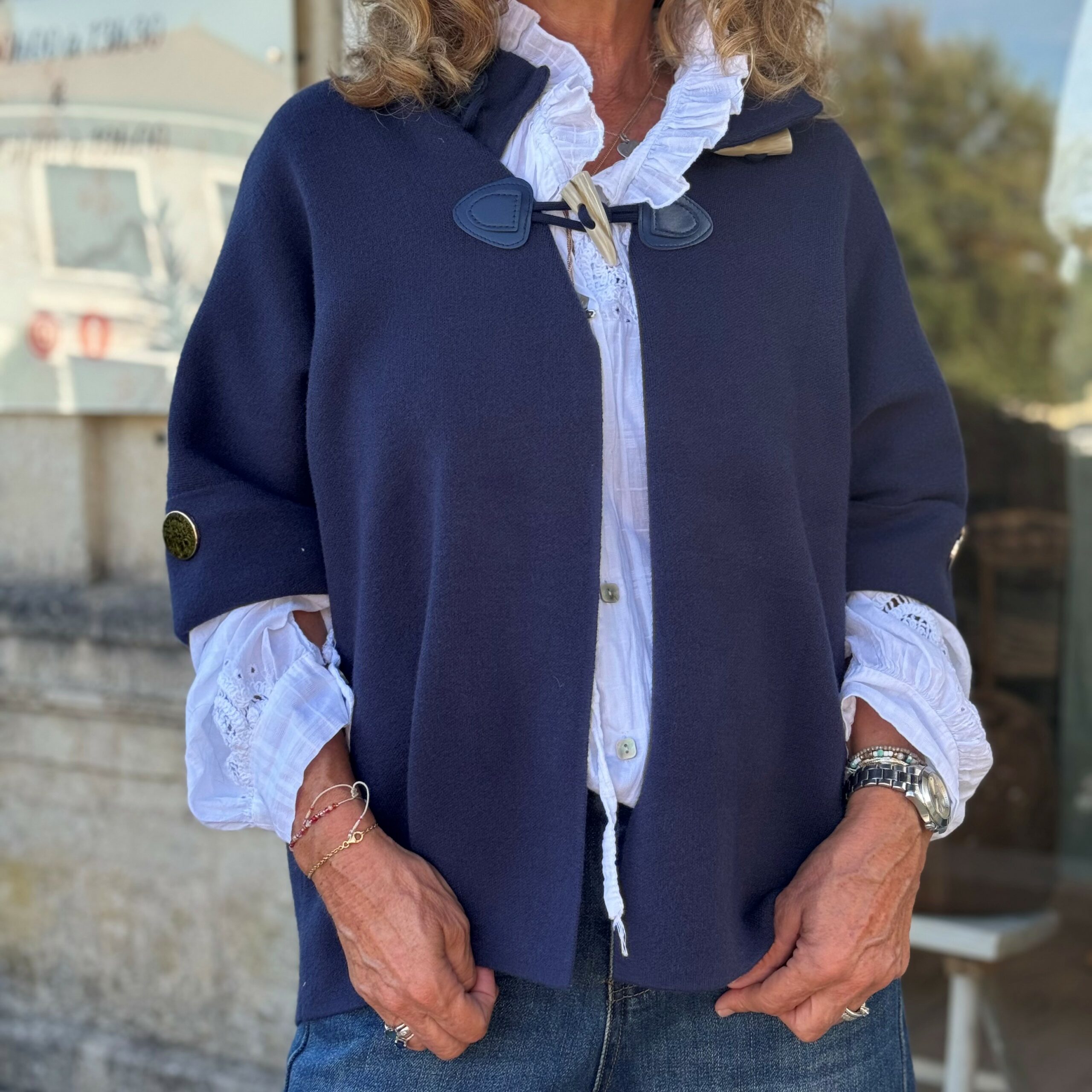 Gilet cape bleu marine